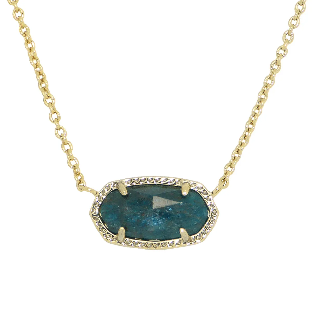 Kendra Scott Elisa Gold Pendant Necklace In Dark Blue Green Ret $60