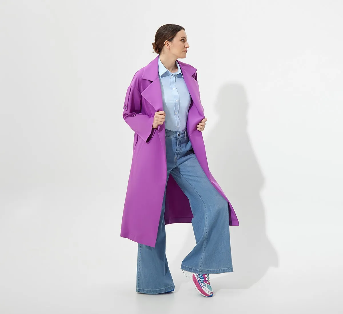 Lilac cotton trench coat