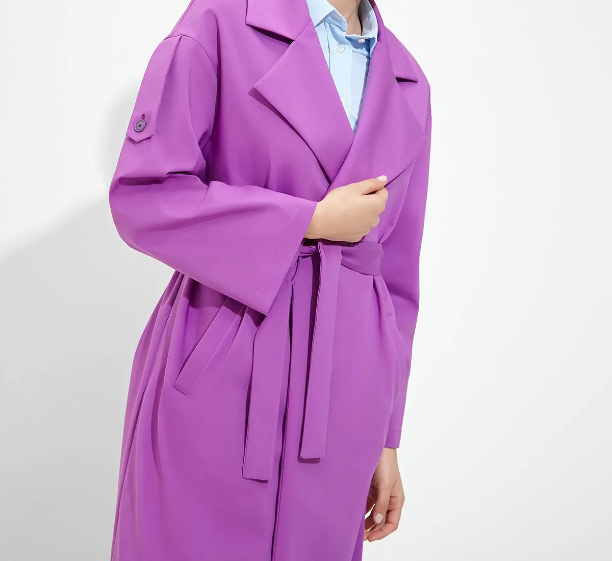 Lilac cotton trench coat