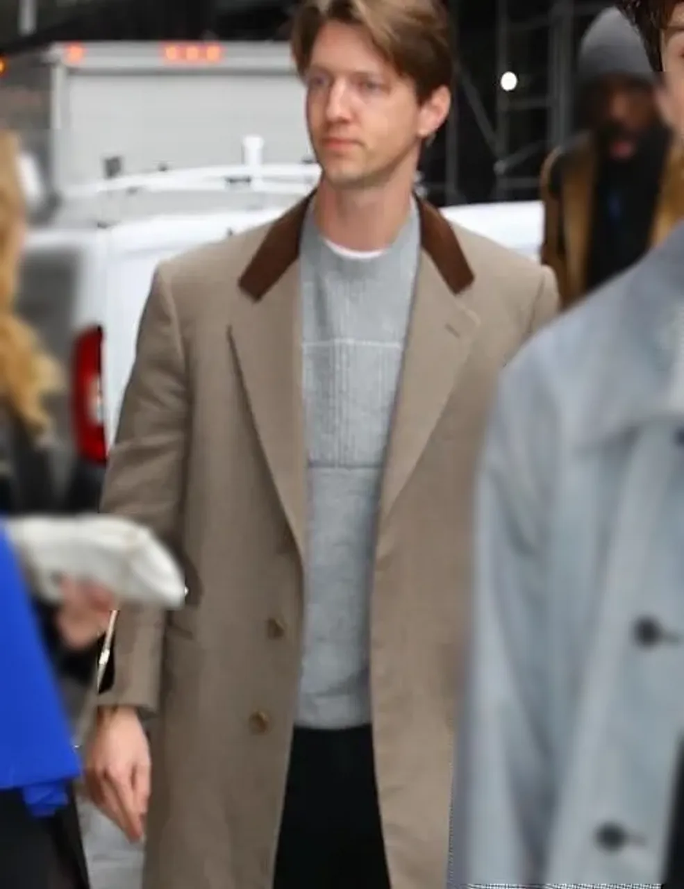 Logan Lerman Grey Coat