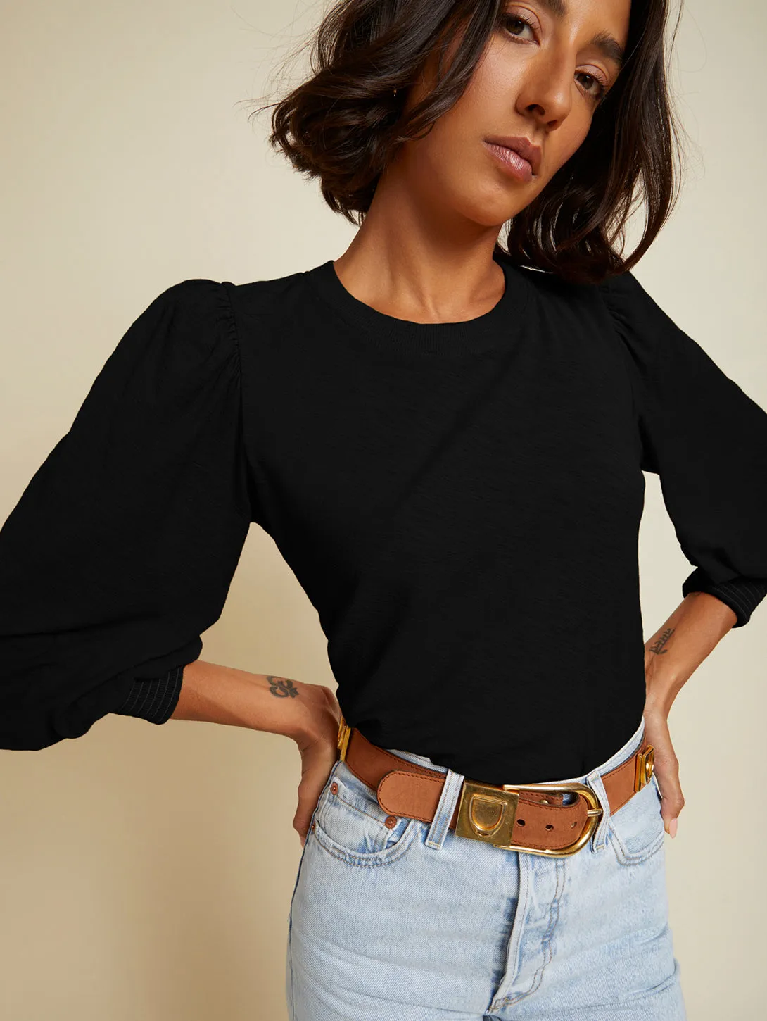 Loren Smocked Top - Jet Black