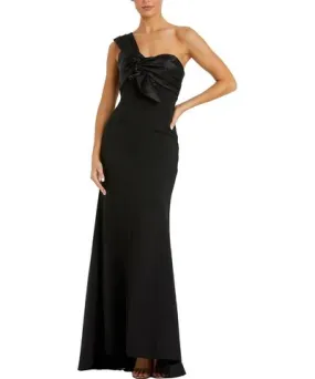 Mac Duggal Womens Pleated One Shoulder Evening Dress