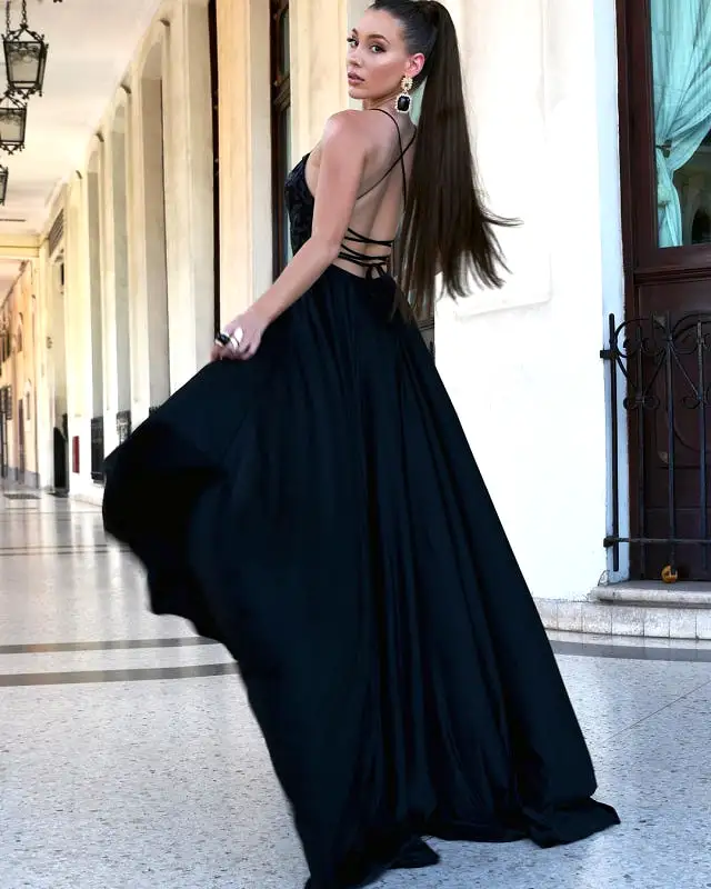 Midnight Blue Slinky Evening Gown with Sultry Slit