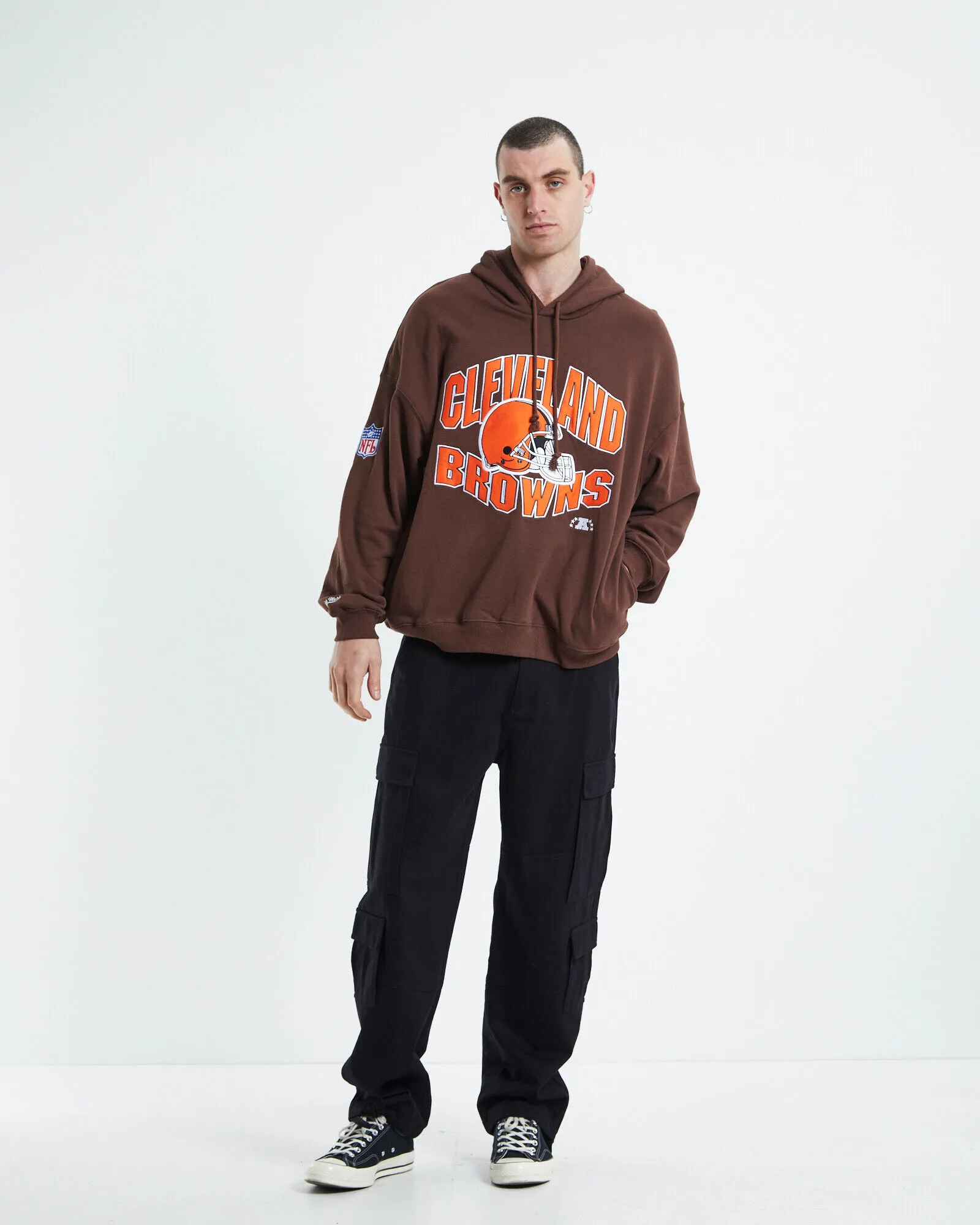 Mitchell & Ness Wave Arch Cleverland Browns Hoody Brown