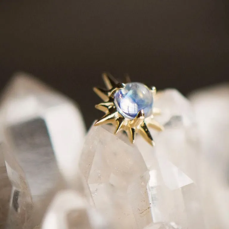 Moonstone Sun Stud Earring