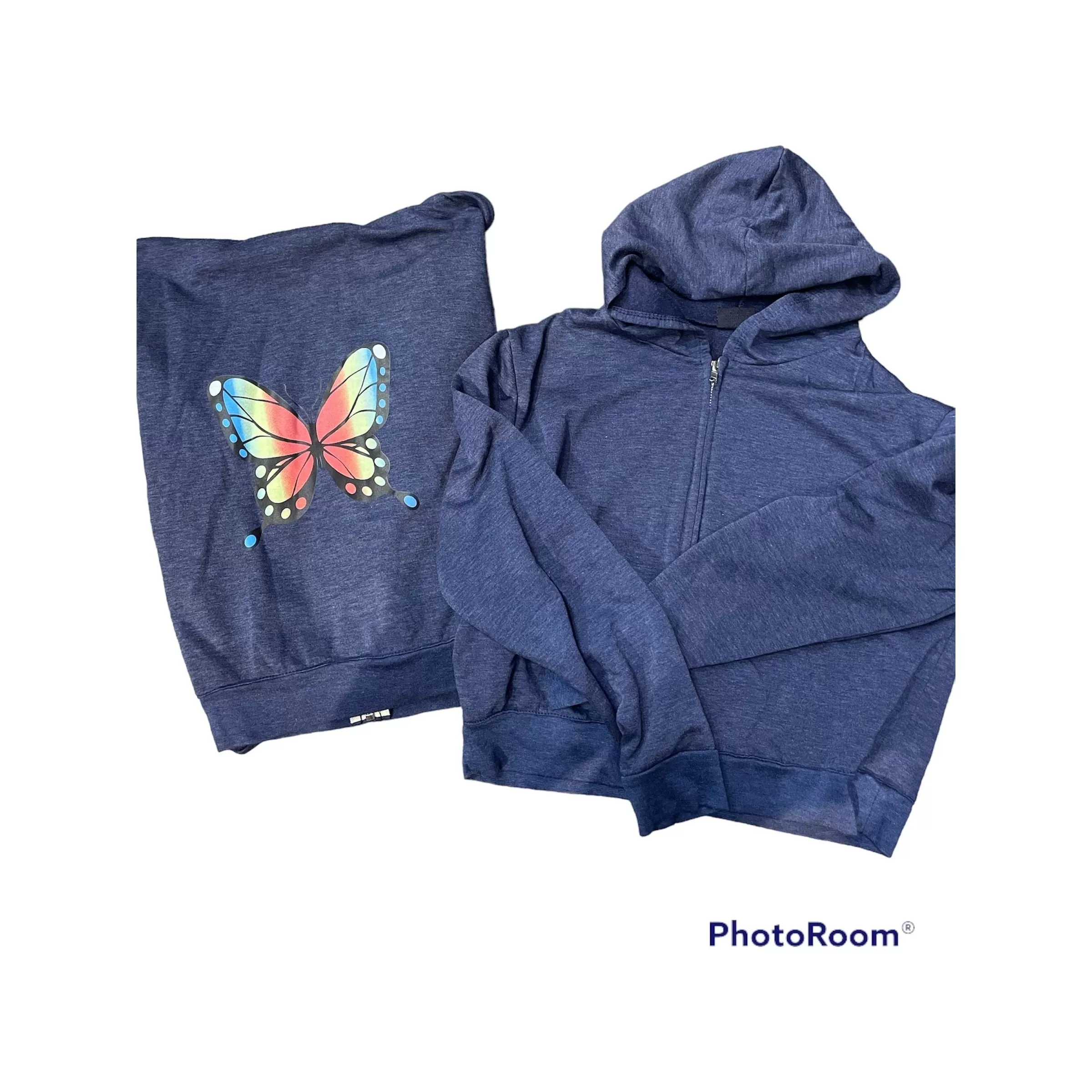 navy butterfly ombre back zip hoody