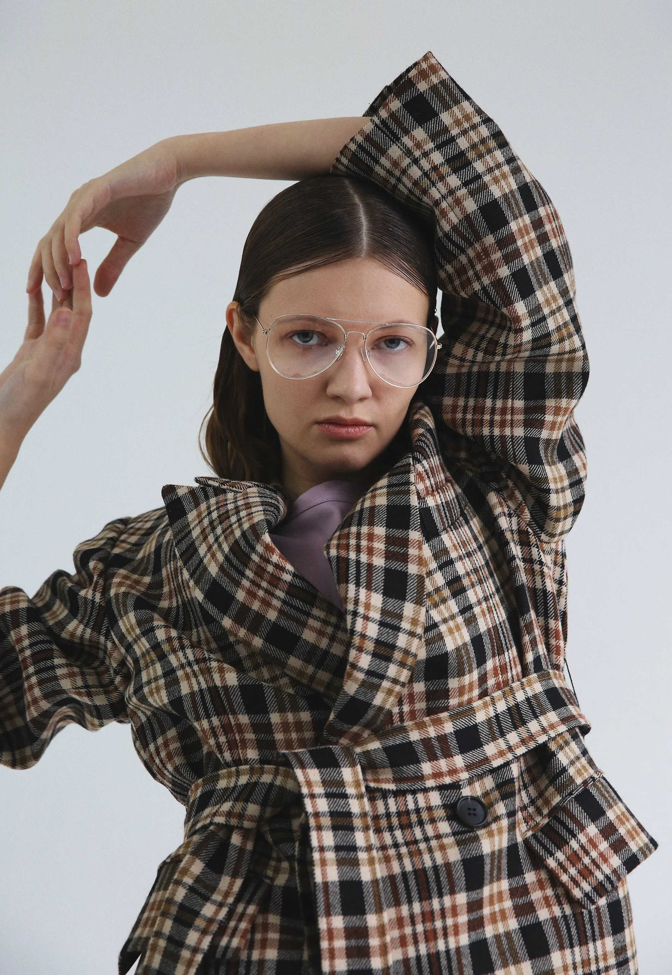 Nueque Belted Check Coat