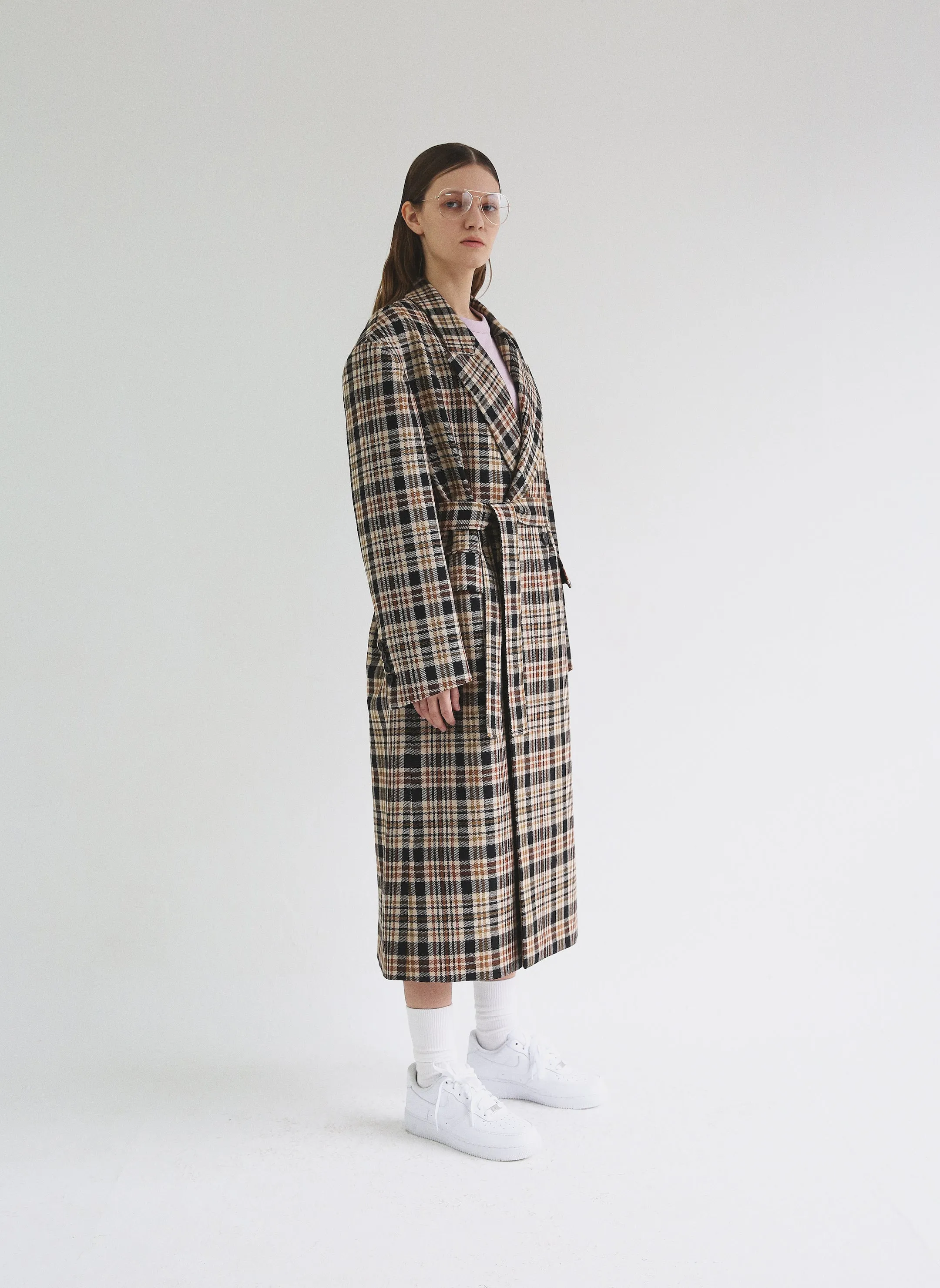 Nueque Belted Check Coat