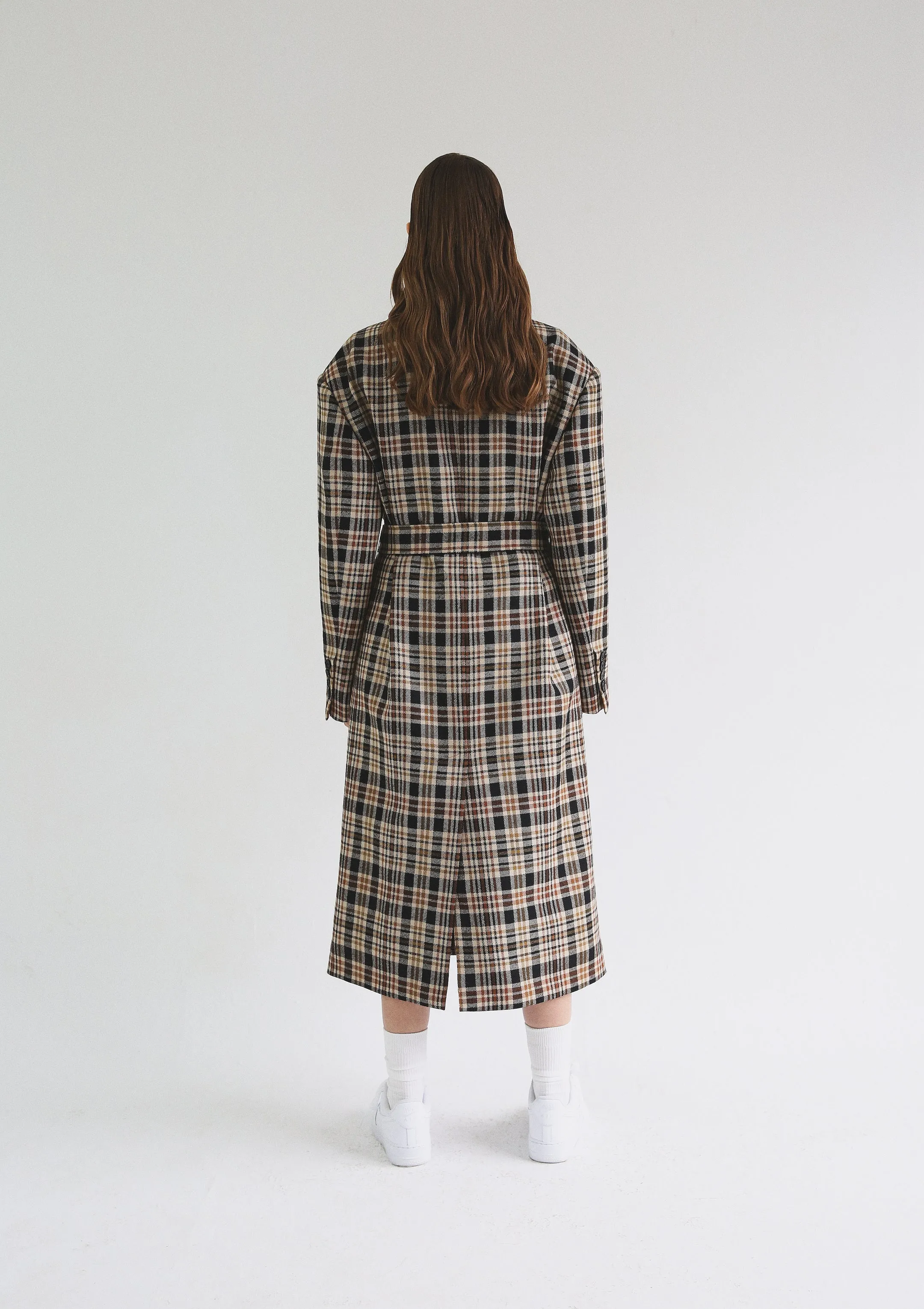 Nueque Belted Check Coat