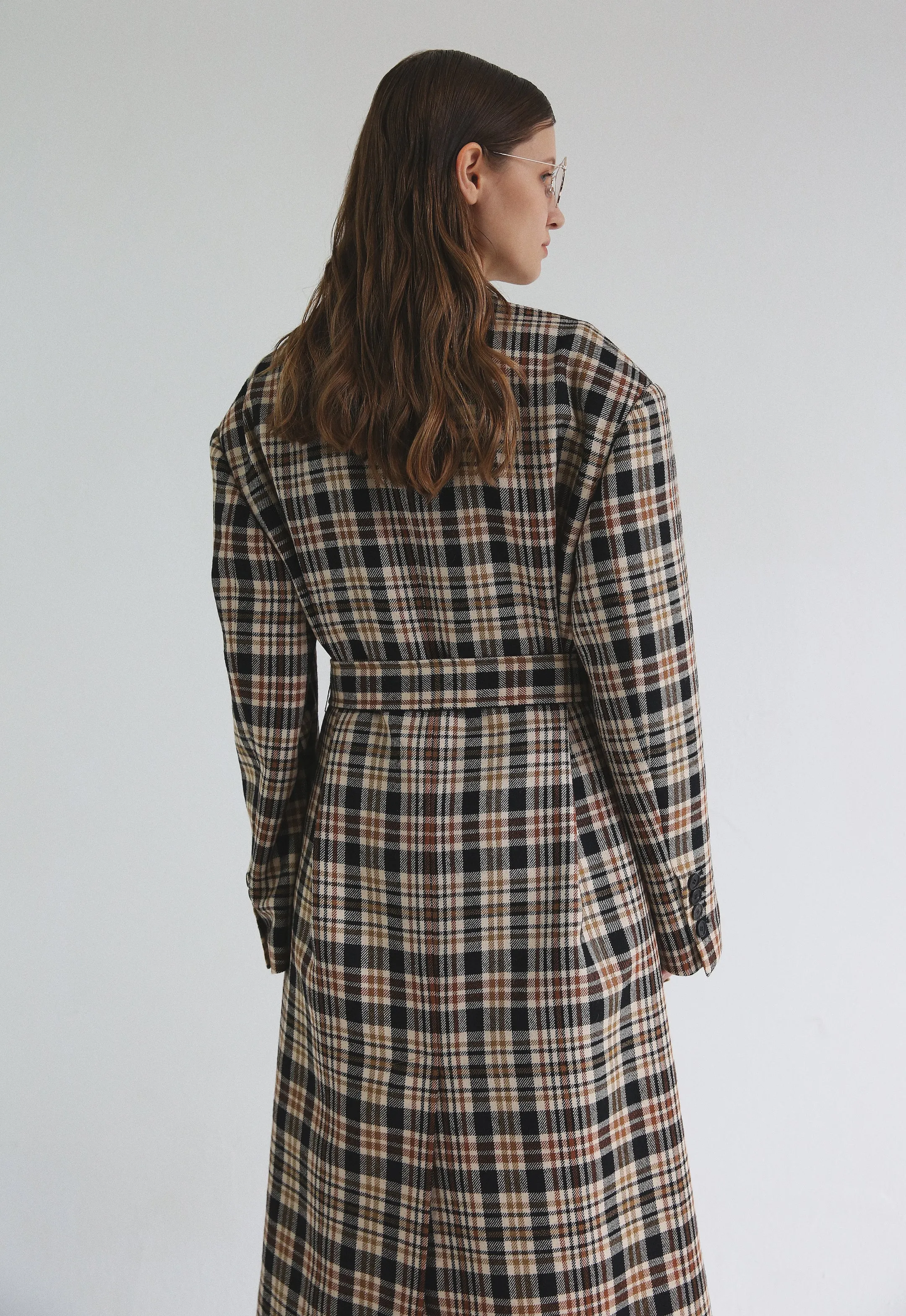 Nueque Belted Check Coat