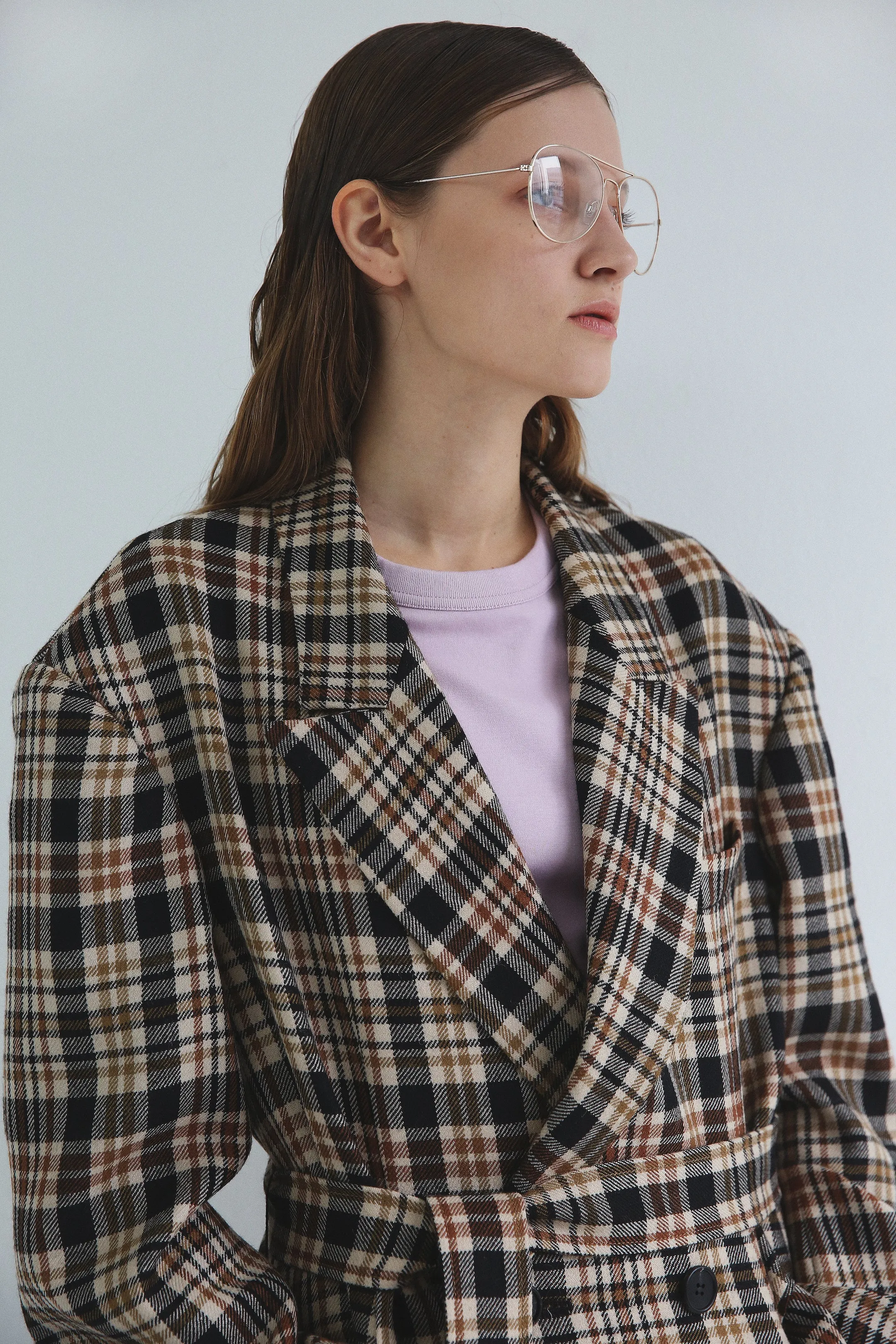 Nueque Belted Check Coat