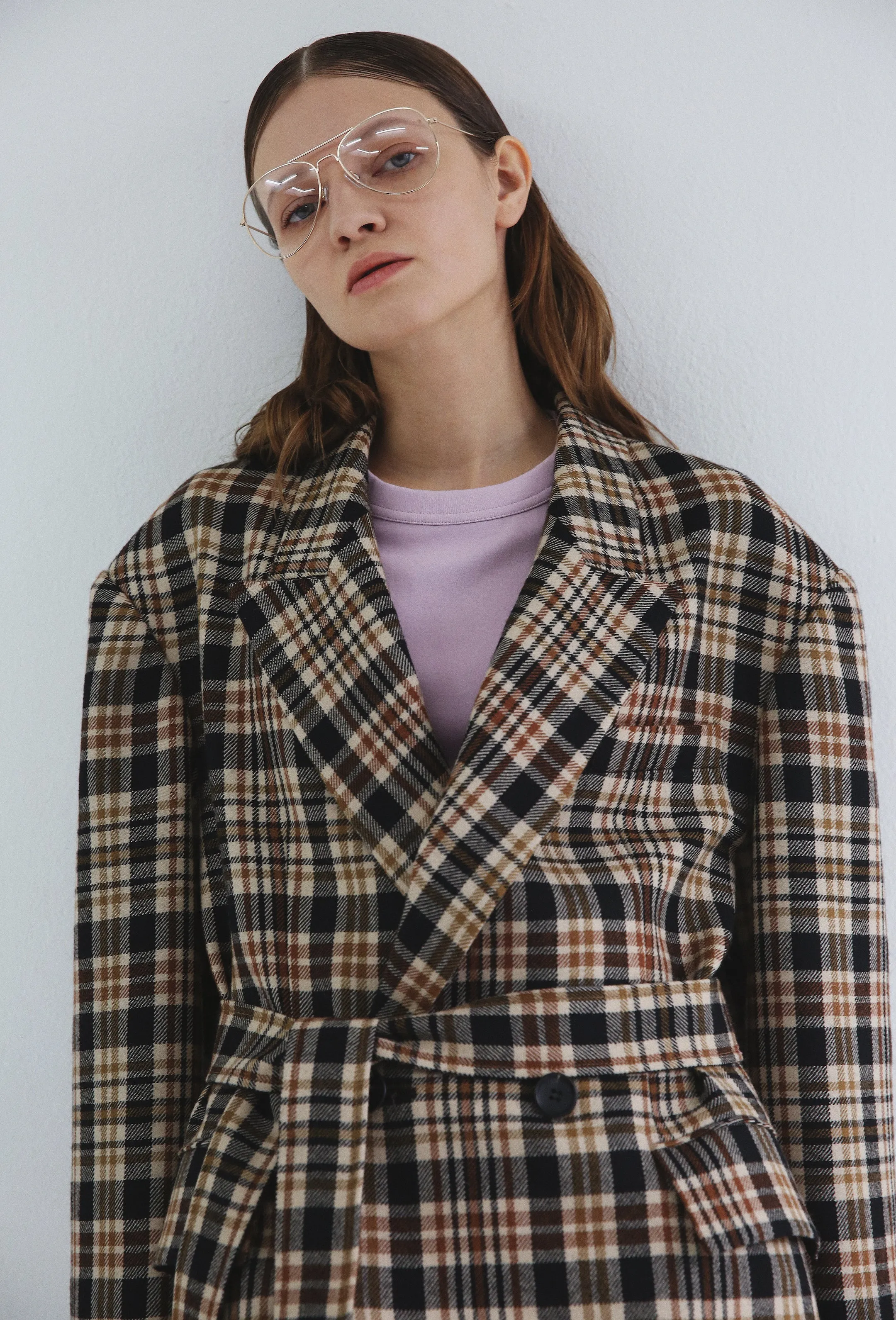 Nueque Belted Check Coat