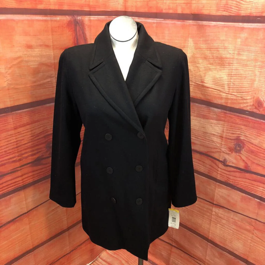 NWT HARVE BENARD BLACK COAT SZ 14 TCC