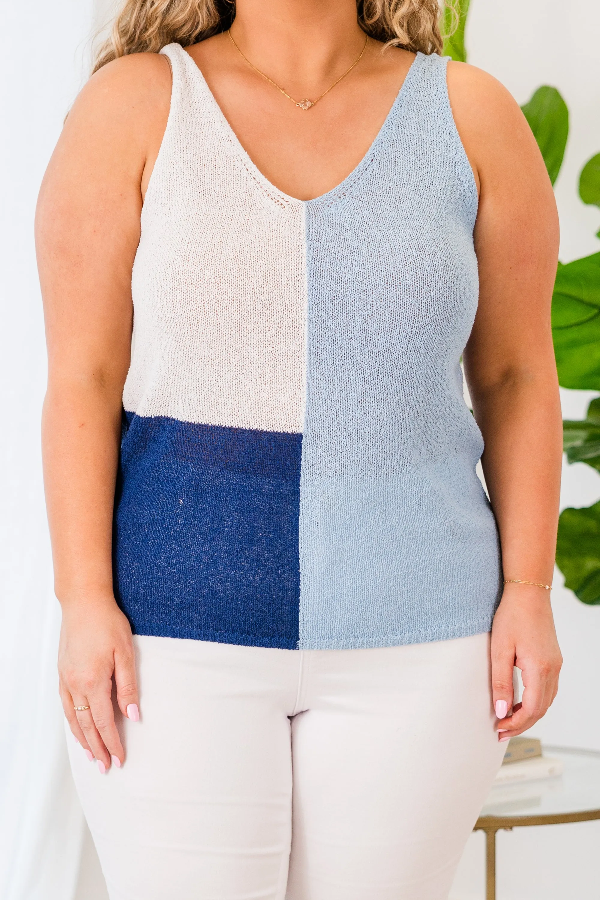 Ocean Gazing Top, Off-White Blue