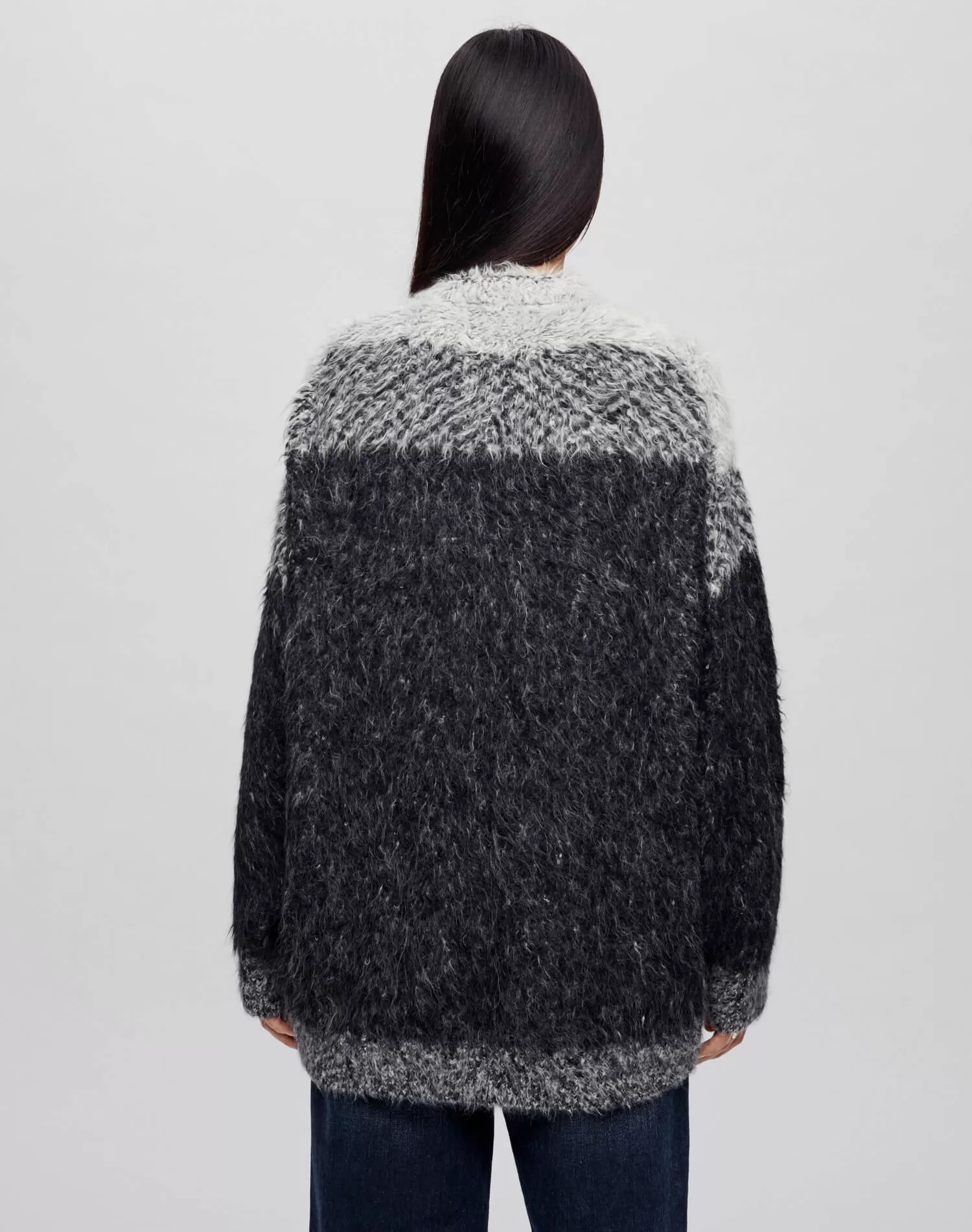 Oversized Crew Cardigan - Degrade Jacquard