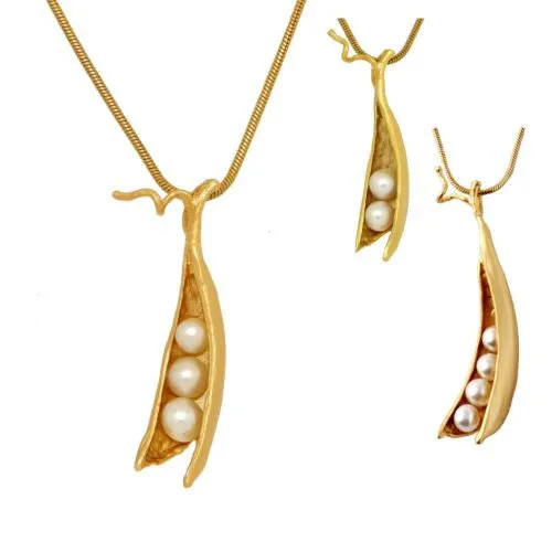 Peas in a Pod Gold Michael Michaud Necklace Three Pearl Peas 7875