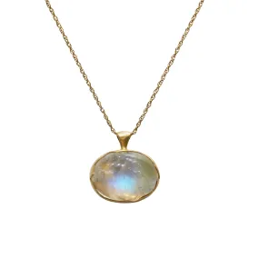 Rainbow Moonstone Egg Necklace