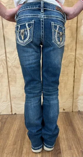 Rock & Roll Cowgirl Girl's Longhorn Extra Stretch Boot Cut Jeans RRGD4MR0K3