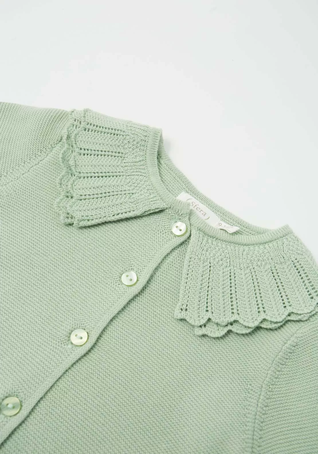 Ruffled Knit Cardigan - Green