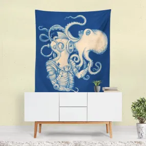 Steampunk Tapestry, Octopus Wall Art, Kraken Art, Manga, Beach Decor, Quirky Wall Art, Nautical Decor, Kraken, Ocean Art, Blue G