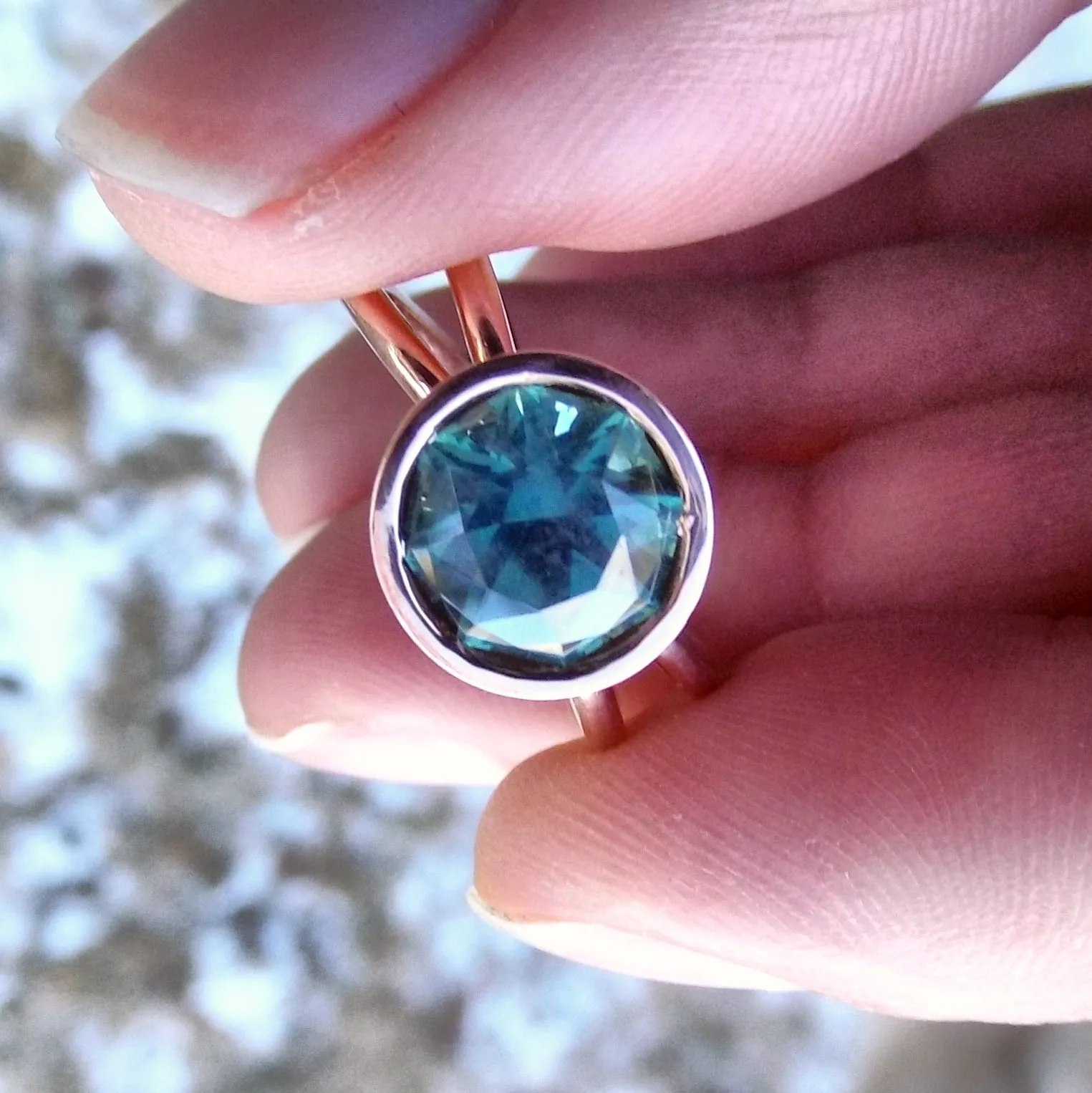 TEAL/OCEAN BLUE MONTANA SAPPHIRE RING SIZE 7.25