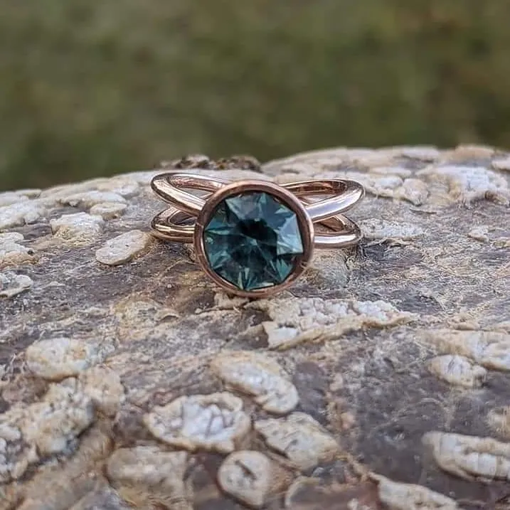 TEAL/OCEAN BLUE MONTANA SAPPHIRE RING SIZE 7.25