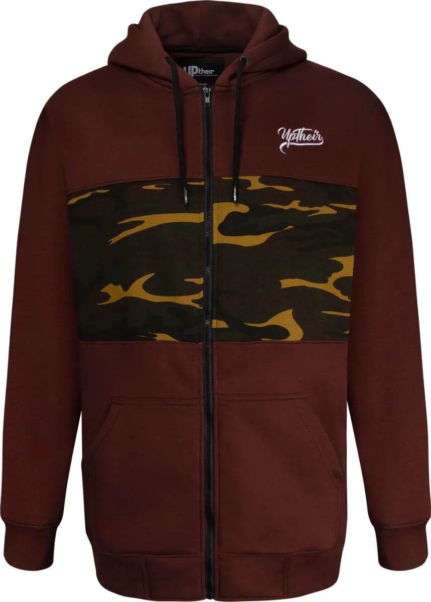 Uptheir Helston Camouflage Panel Hoody & Jogger Tracksuit Set - Brown