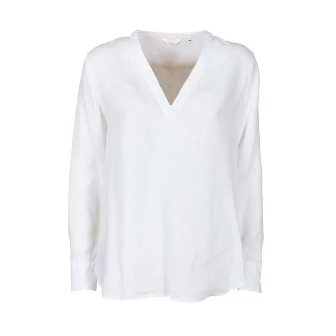 V-NECK BLOUSE IN LINEN Woman White