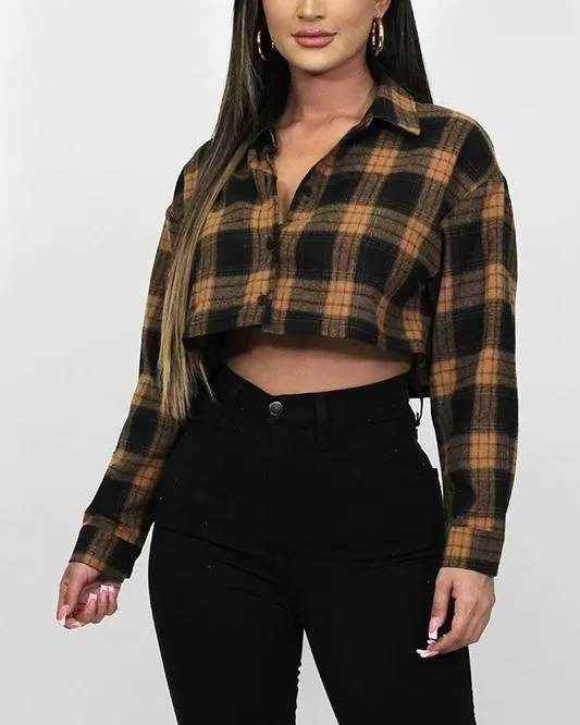 Wait For It Flannel Crop Shacket