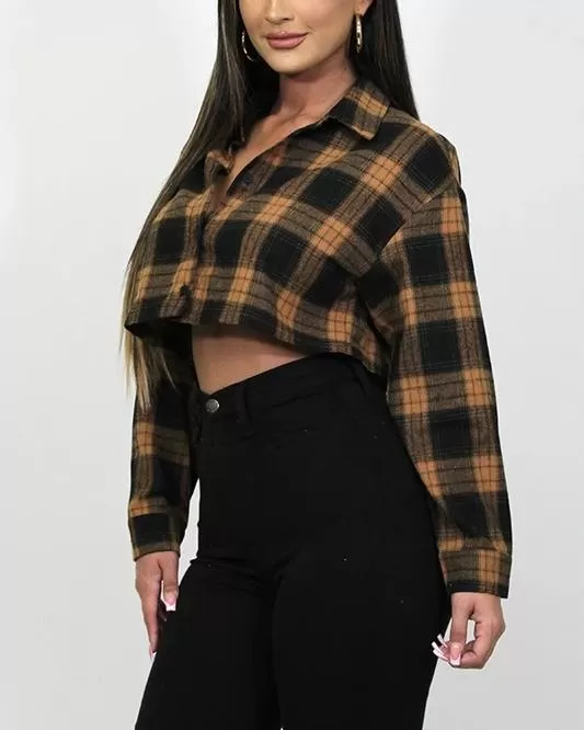 Wait For It Flannel Crop Shacket