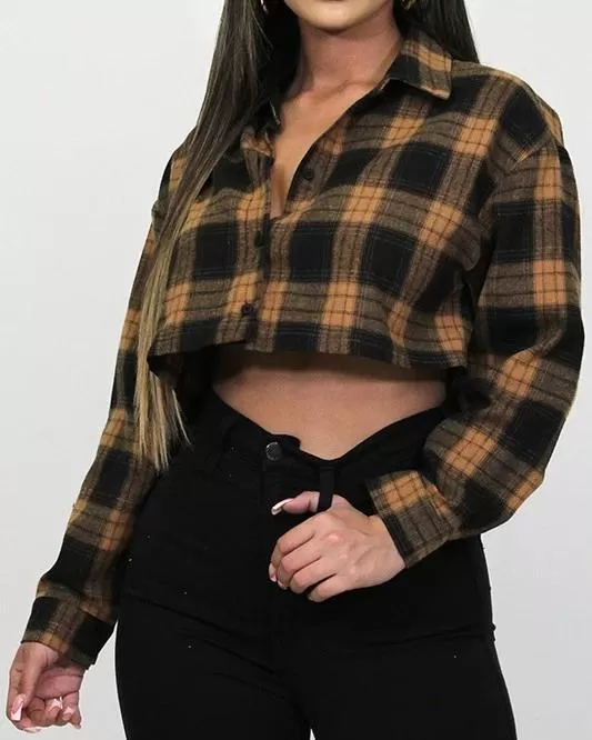 Wait For It Flannel Crop Shacket