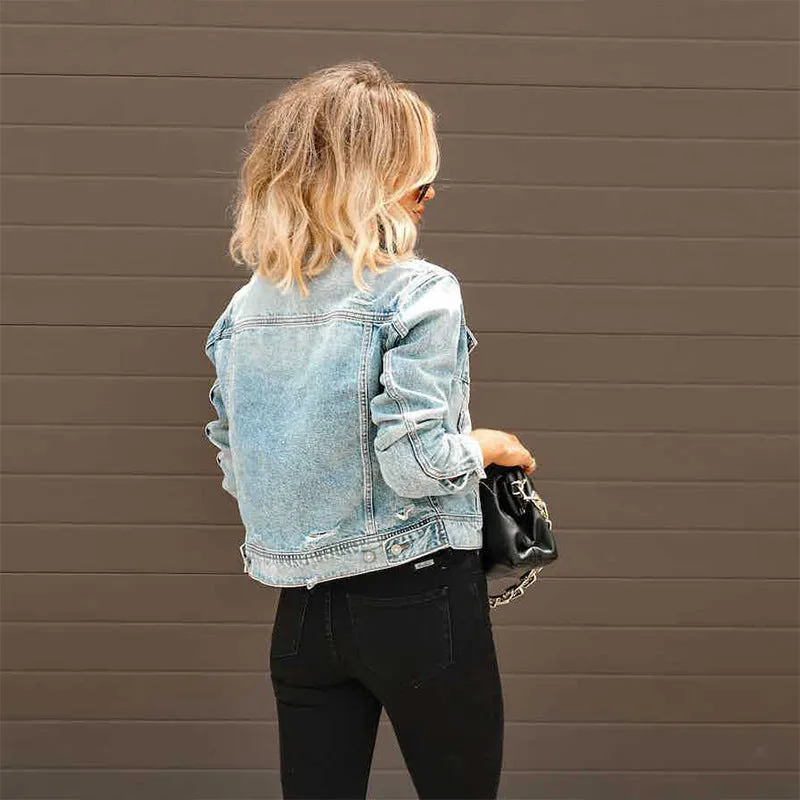 Wash Denim Short Coat