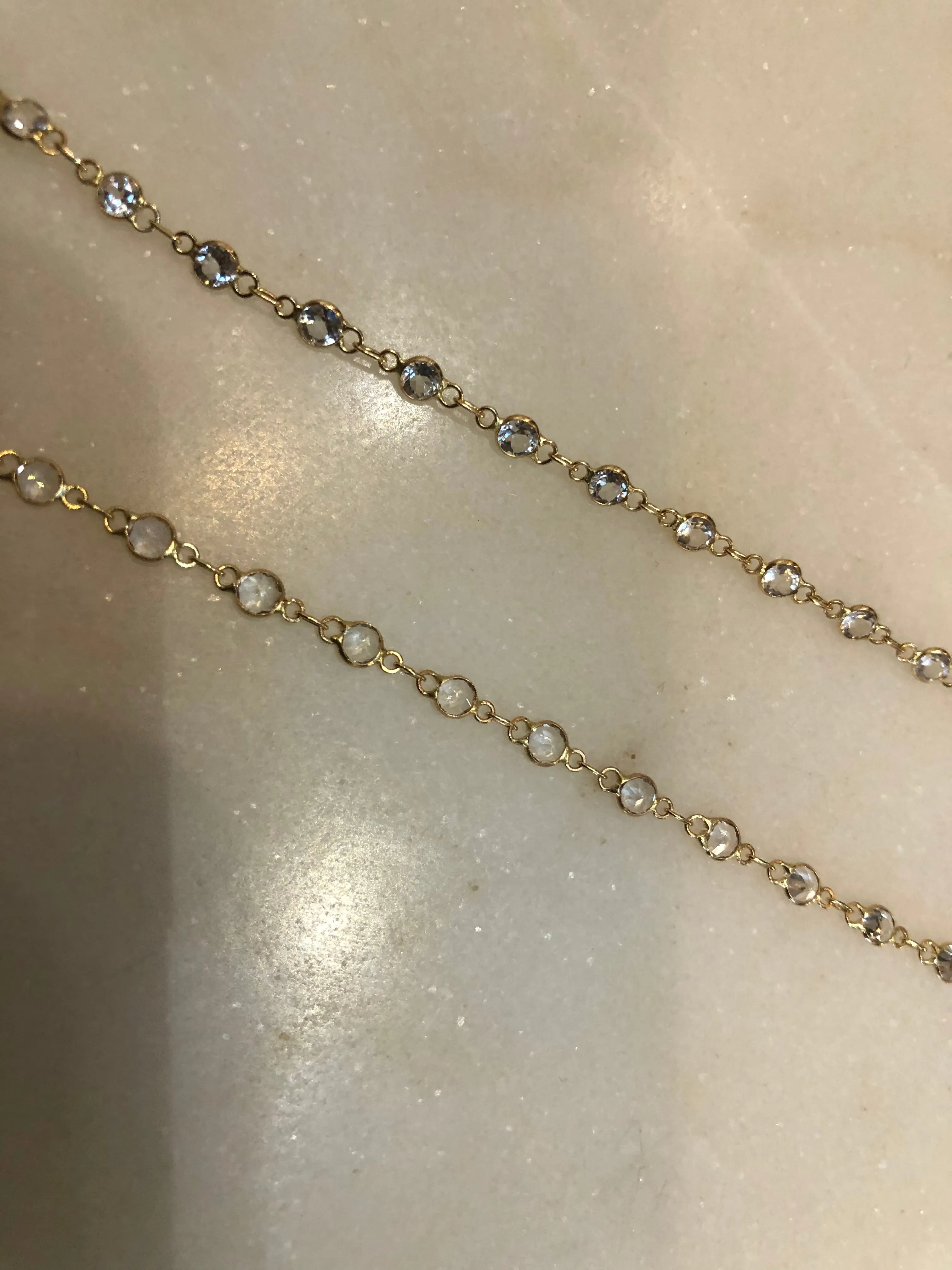 WD598 14kt Gold with White Topaz by the Yard Necklace