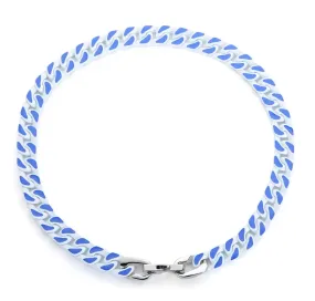 White & Blue Cuban Chain Necklace