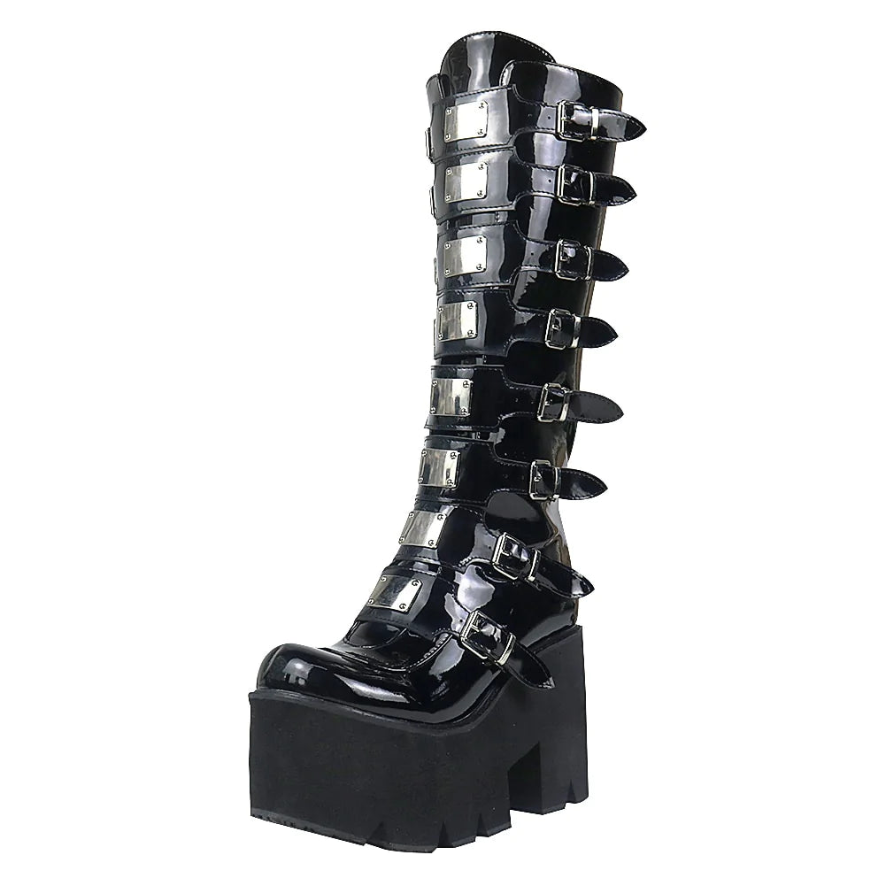 Women's Autumn Handmade Solid Zipper Fashion Buckle Mid Calf Boots