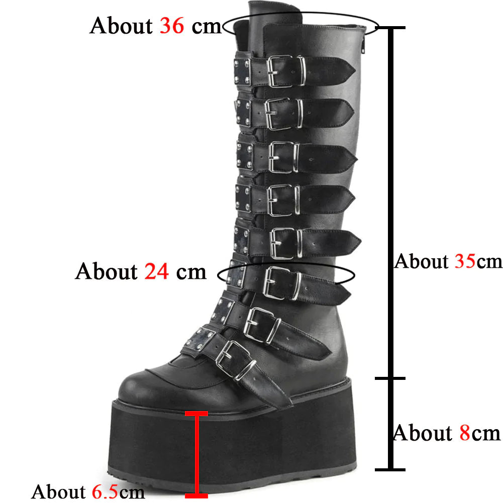 Women's Autumn Handmade Solid Zipper Fashion Buckle Mid Calf Boots