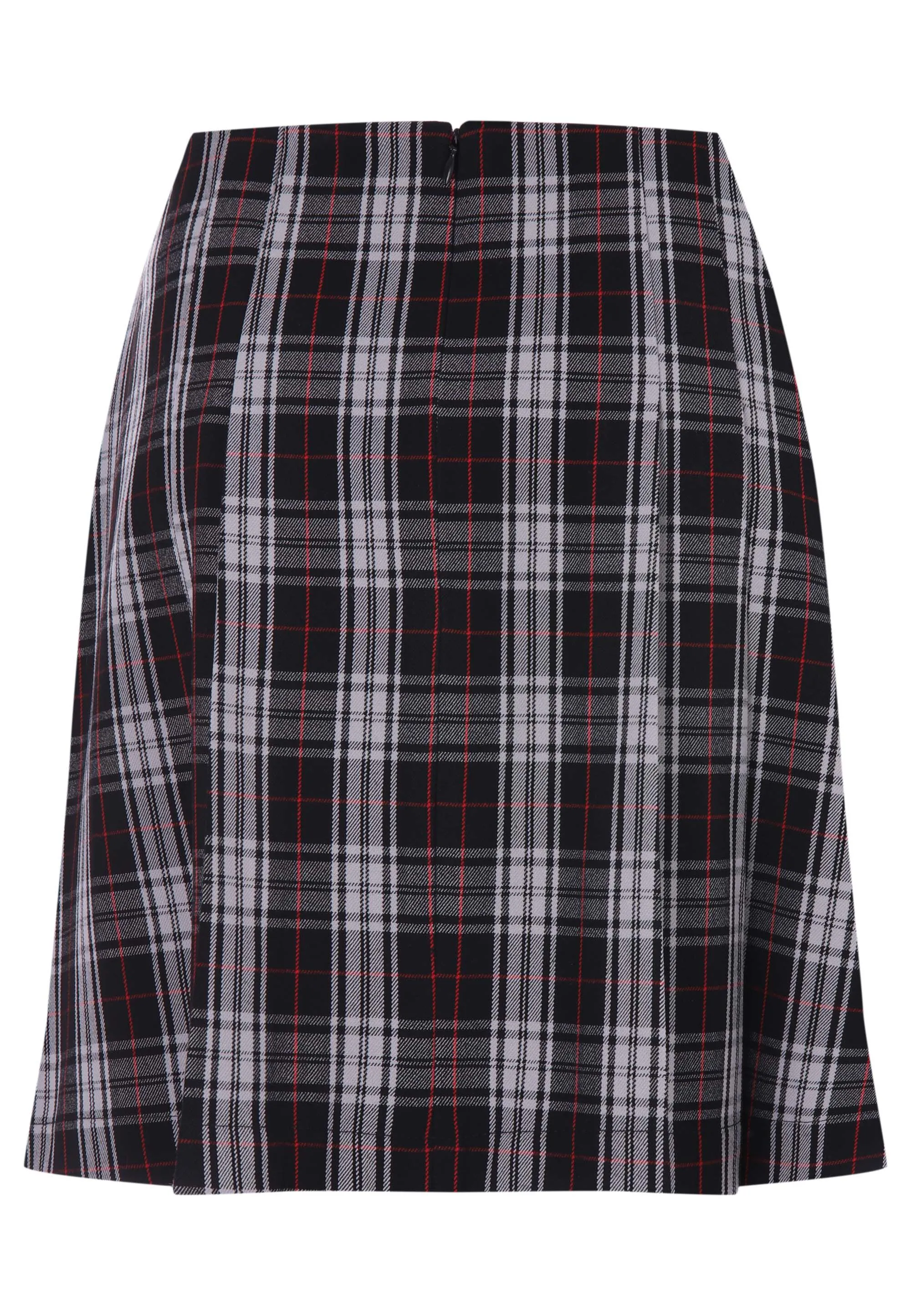 Womens Black Check Pleated Mini Skirt