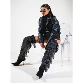 Women's Sexy Pointed Toe Fringe Ove The Knee Stiletto Modern Boots