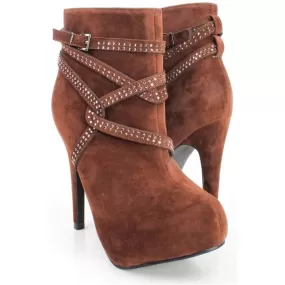 Women's Winter Concise Solid Pattern Round Toe Cross Strap Ankle Boots