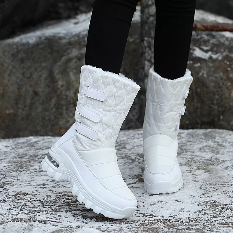 Women's Winter Warm Suede Leather High Top Short Plush Snow Boots