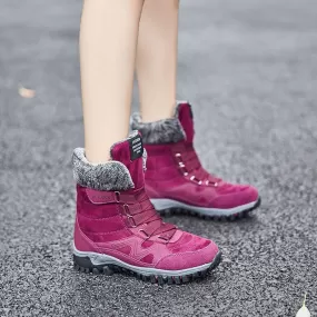 Women's Winter Warm Suede Leather High Top Short Plush Snow Boots