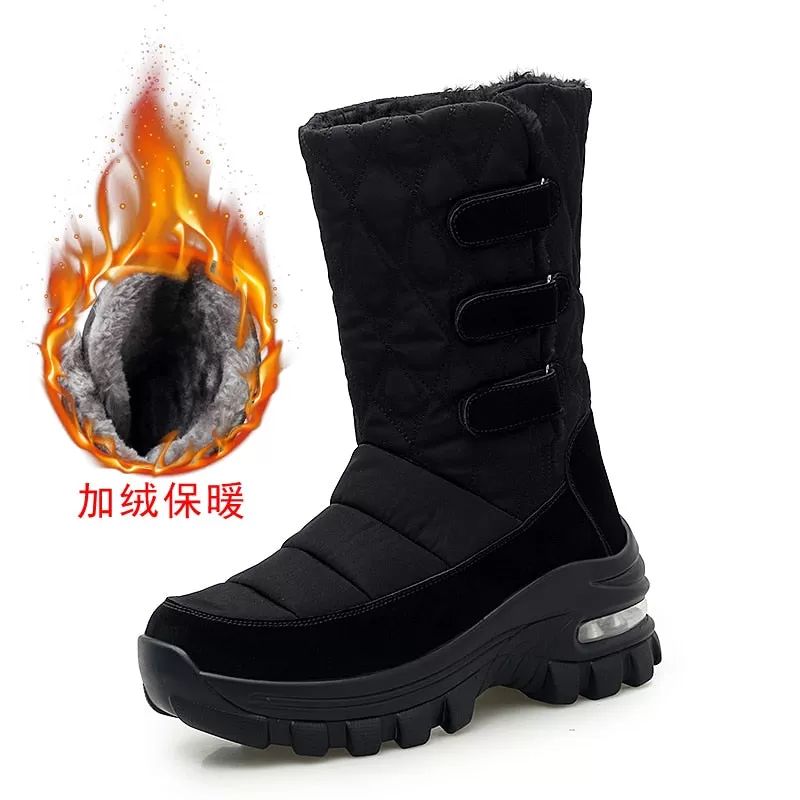 Women's Winter Warm Suede Leather High Top Short Plush Snow Boots