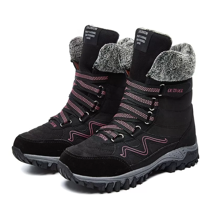 Women's Winter Warm Suede Leather High Top Short Plush Snow Boots