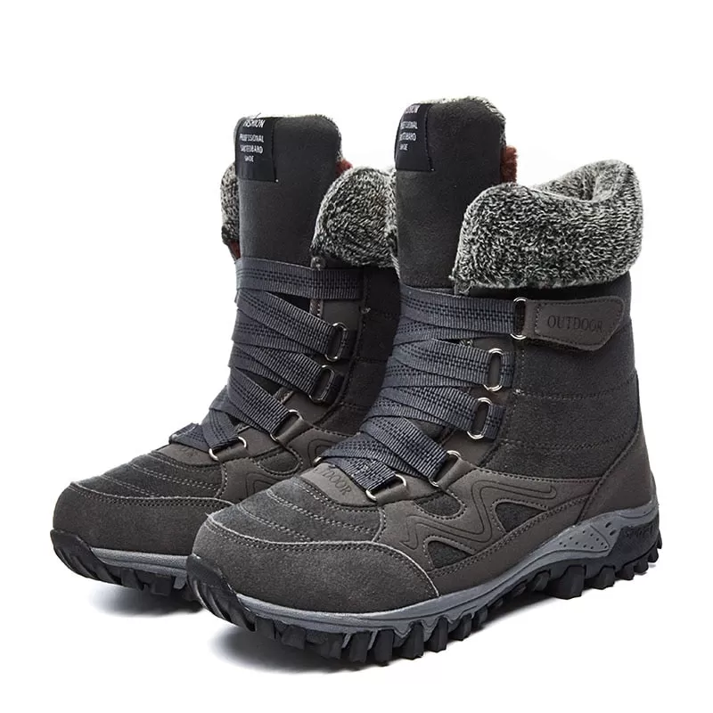 Women's Winter Warm Suede Leather High Top Short Plush Snow Boots