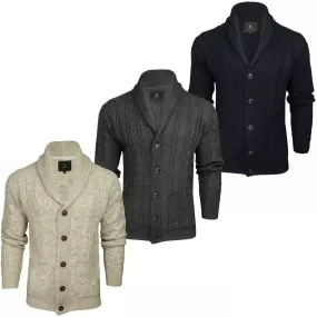 Xact Mens Cable Shawl Neck Cardigan