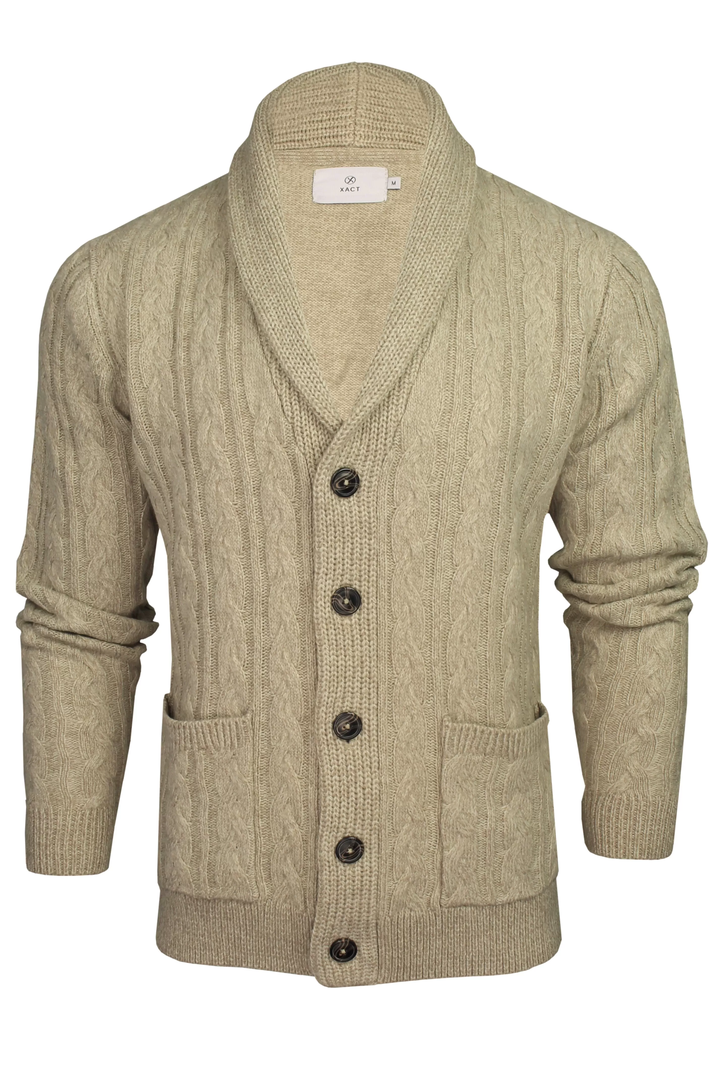 Xact Mens Cable Shawl Neck Cardigan