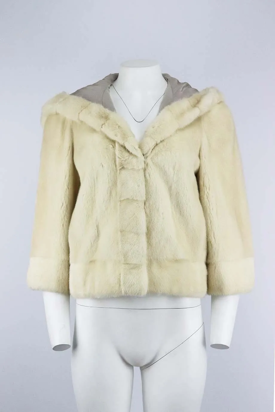 YVES SALOMON HOODED MINK FUR JACKET FR 38 UK 10