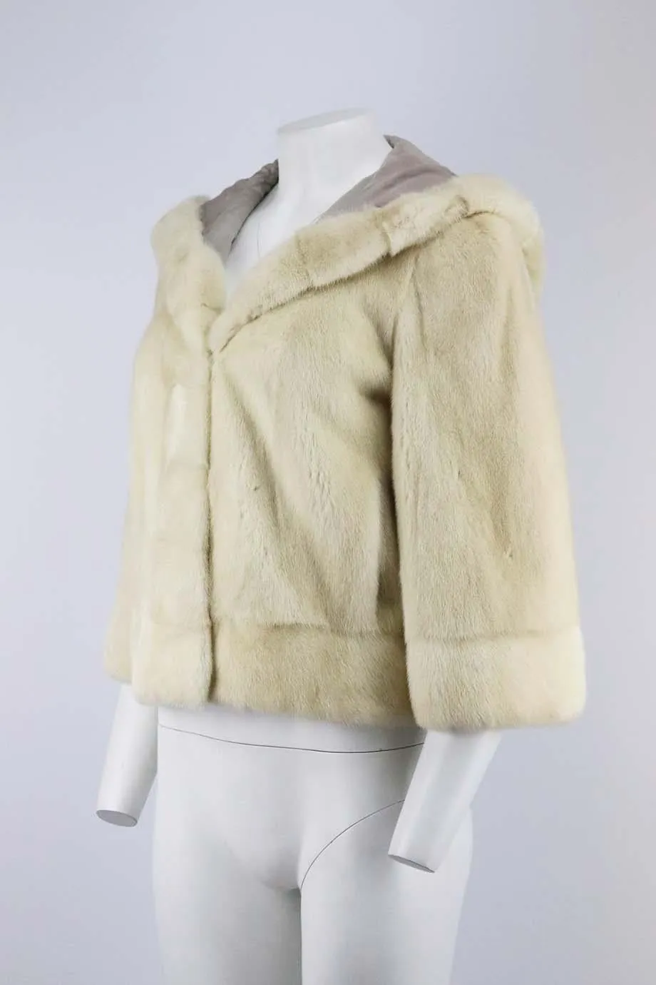 YVES SALOMON HOODED MINK FUR JACKET FR 38 UK 10