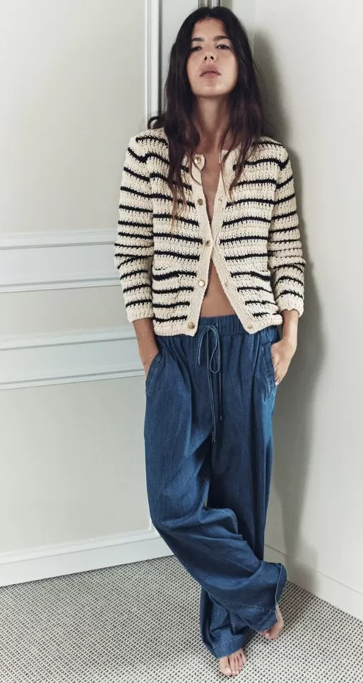 ZARA  |STRIPED KNIT CARDIGAN