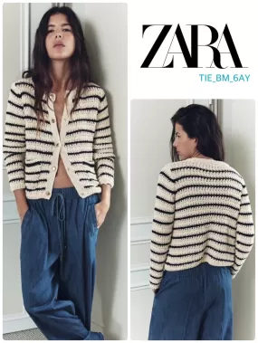 ZARA  |STRIPED KNIT CARDIGAN